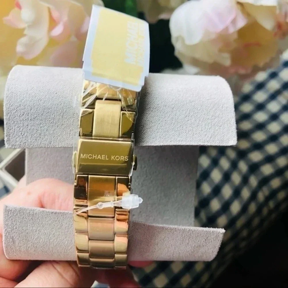 Michael Kors Gold Pave Dial Stainless Steel Watch Quartz NWT
